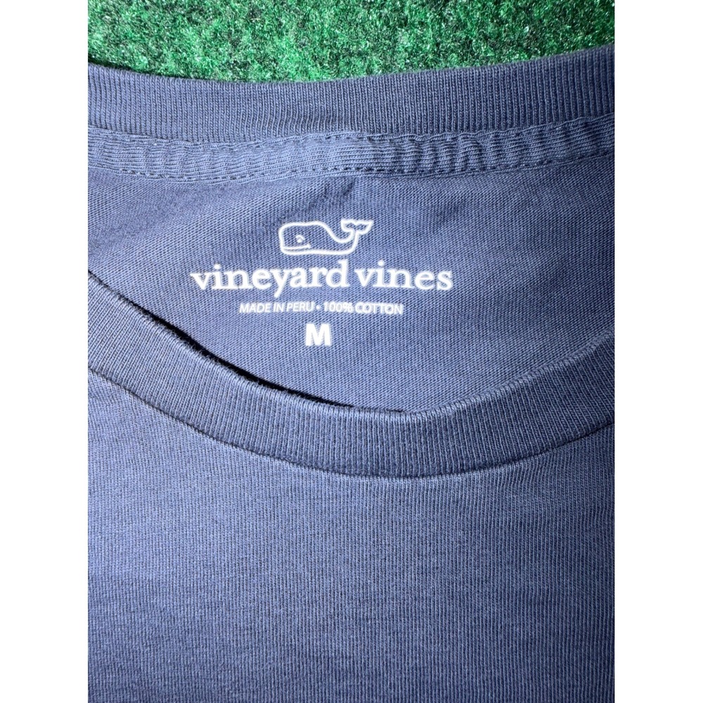 Vineyard Vines Mens Navy Blue Wide Retriever Long Sleeve Pocket T-Shirt Size M